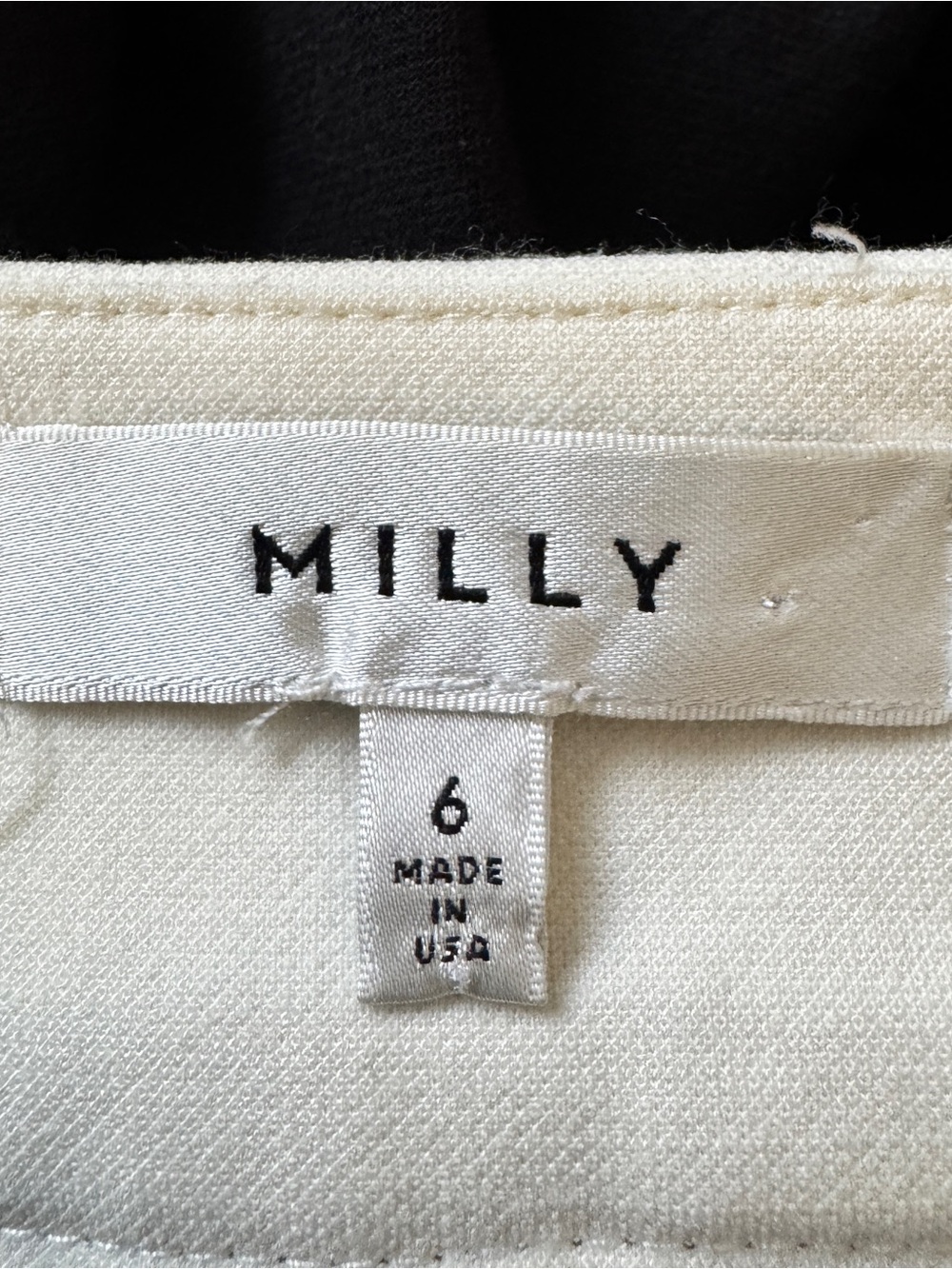 MILLY Barrel Leg Cropped Pants Black Ivory Pleated High Rise Size 6 Made USA - Picture 4 of 7